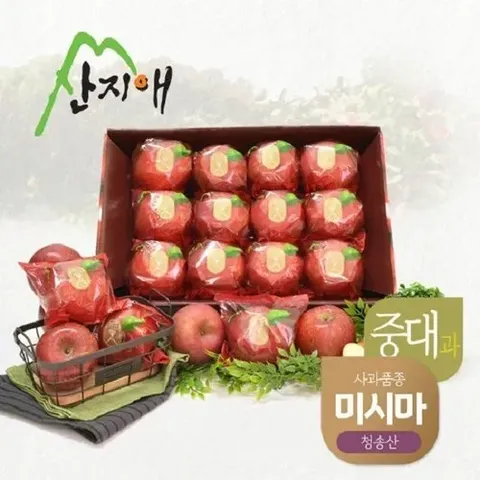 산지애 씻어나온 꿀사과 3kg 1box (중대과) / 청송산 미시마 당도선별