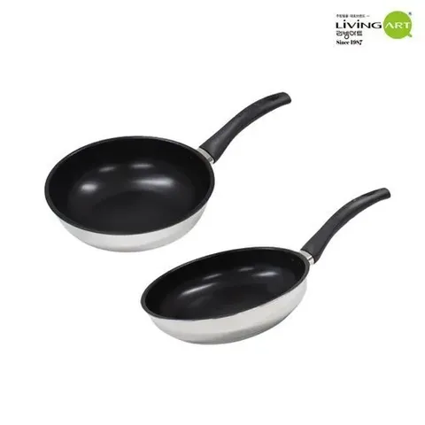 리빙아트 디오바코 인덕션가능 스텐레스 코팅후라이팬세트 2종A(후24+궁24)