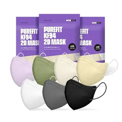 퓨어핏 KF94마스크 2D 자외선차단 새부리형마스크 황사마스크 대형 100매(25매입)7컬러