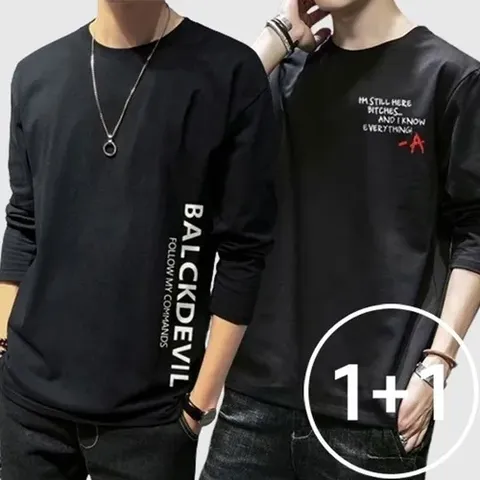 [굿스맨] [2장세트] 남성 베이직 긴팔 레터링 티셔츠 4컬러