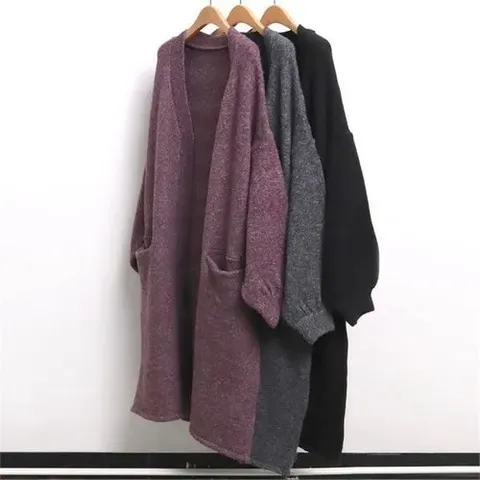 빅사이즈사랑해요 7377L111 벌룬 니트 롱 가디건 EB