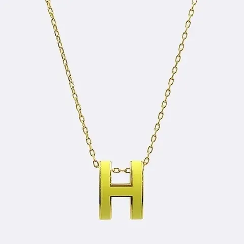 고이비토 중고명품 Hermes(에르메스) 옐로우 컬러 H 로고 팝아쉬 목걸이