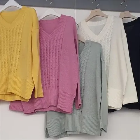 빅사이즈사랑해요 G521L202 오버꽈리브이넥니트티 TG