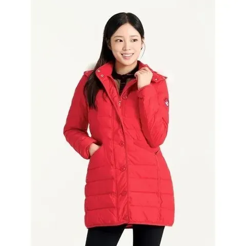 여성 후드 구스 다운 롱 하프 패딩 DJ4LJP031_P328912902