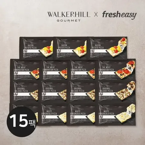 워커힐 노엣지 피자 4종 총 15팩 (고르곤졸라 4+ 불고기 4+ 콤비네이션4 + 베이컨포테이토 3)