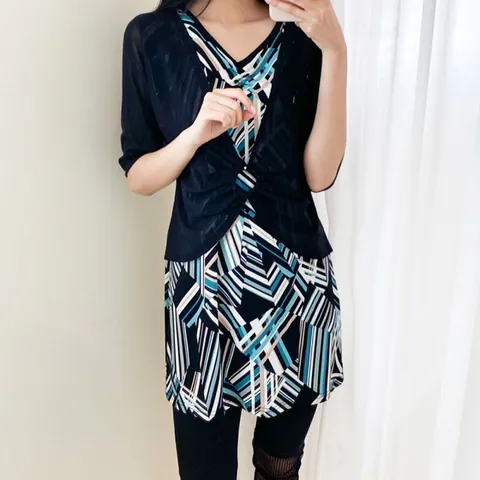 까르죠아 볼레로 민트 블라우스 빅사이즈 티셔츠 여름 칠부 롱티