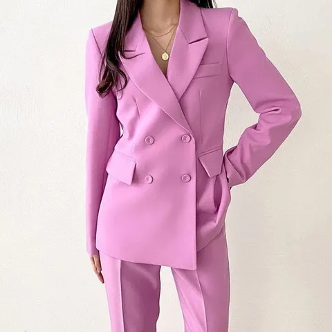 더블 자켓 스판 일자핏 부츠컷 팬츠 정장 세트 셋업