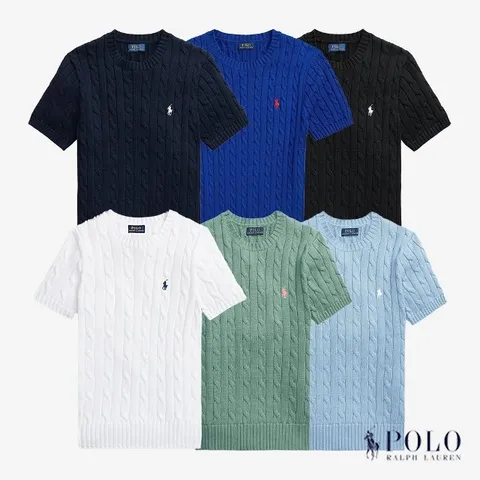 폴로랄프로렌 여성 꽈배기 반팔니트