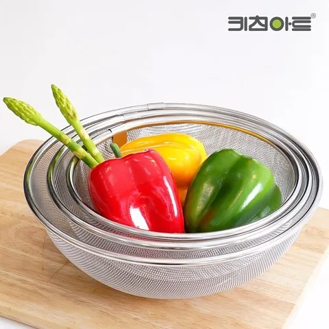 키친아트 스텐 원형바구니 3종세트 (일반) 소+중+대