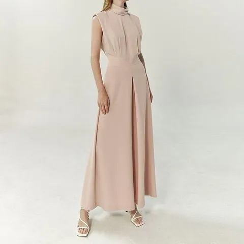 나시 하이넥 홀터 점프수트 민소매 와이드 점프 슈트