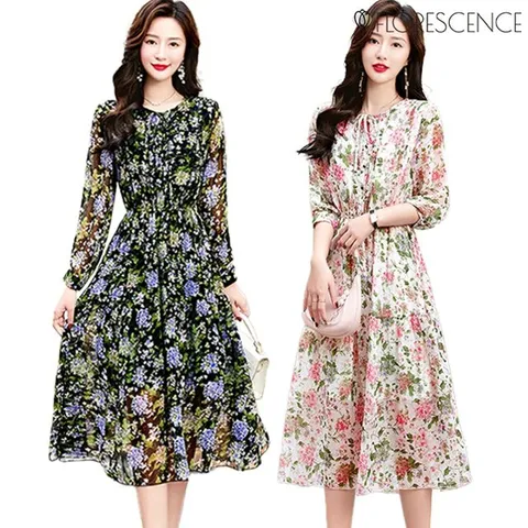 [플로레센스]플로럴밴딩쉬폰원피스(색상선택)