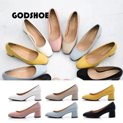 갓슈  마인 스퀘어토 펌프스 여성구두 파스텔