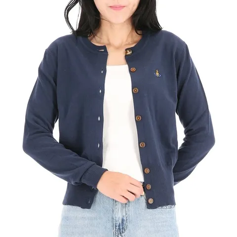 [비비안웨스트우드] ORB 자수로고 1803002P Y001V K410 비비안 웨스트우드 베아 크루넥 캐시미어 가디건