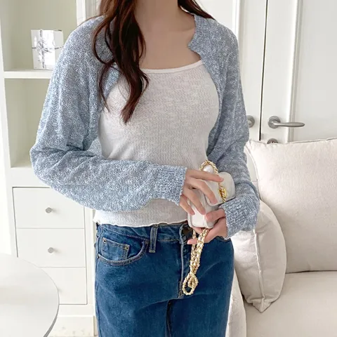 데이 국산 여성 라운드 긴팔 볼레로 가디건 JLE-WCD-2314