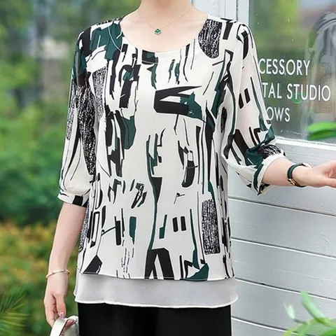 [제라카] 엄마옷 40 50대 여름 쉬폰 블라우스 마담의류 MDB427