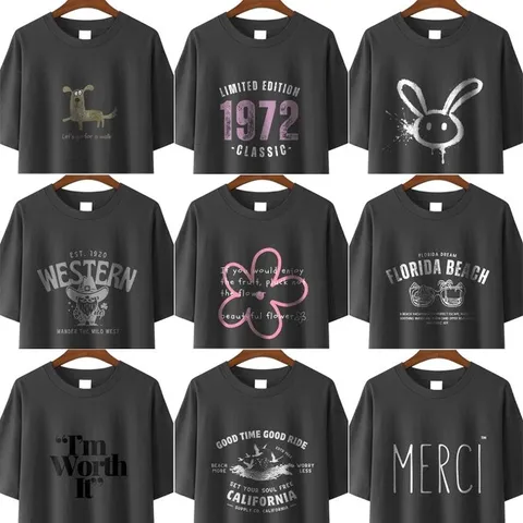 에스티아 17수 코튼 차콜 프린팅 티셔츠