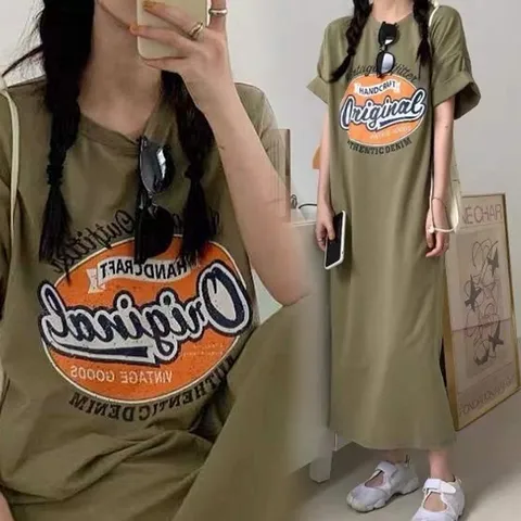 브록스 루즈핏 오버핏 빅사이즈 반팔 롱 원피스