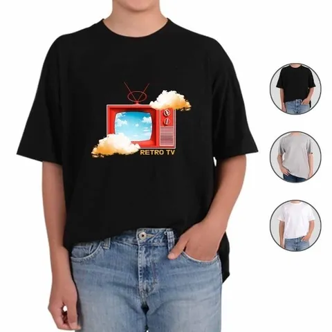 애쉬오트밀 반팔티 복고풍의 가전제품 TV (WFG2S5G)