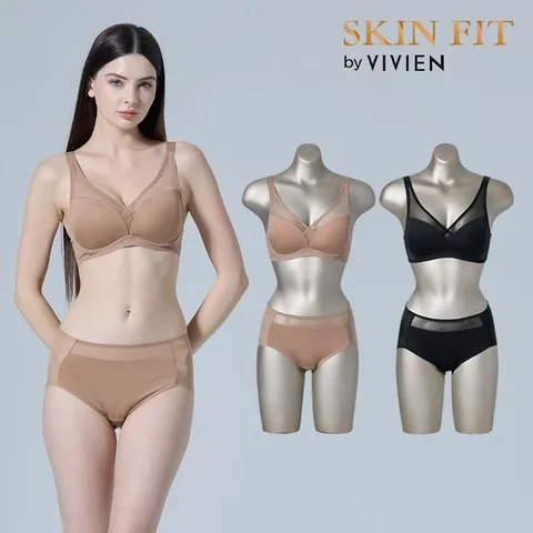 비비안 스킨핏 볼륨리프팅 노와이어 브라팬티 여자속옷세트 4종