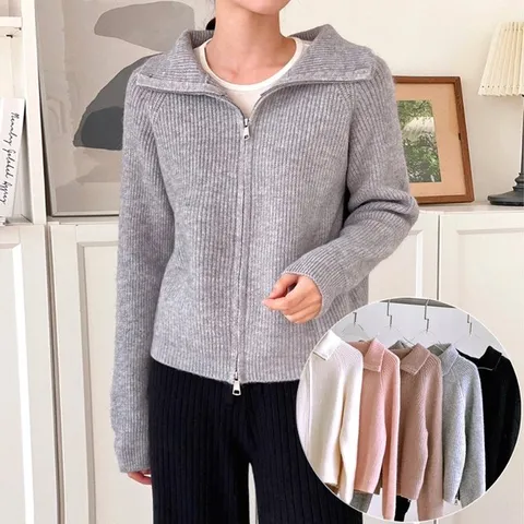 버터 투웨이 니트 집업 5color / 파스텔 컬러 데일리 / 카라 가디건 자켓