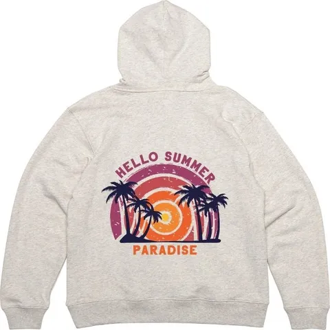 헤비후드집업 뒷면 야자수 해변 썸머 휴양 그림프린팅 (WFH0K9Q)