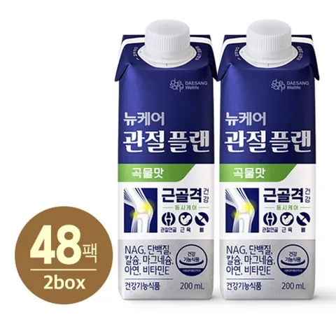 [대상웰라이프] 대상웰라이프 뉴케어 관절플랜 곡물맛 (200mlx24팩), 2박스