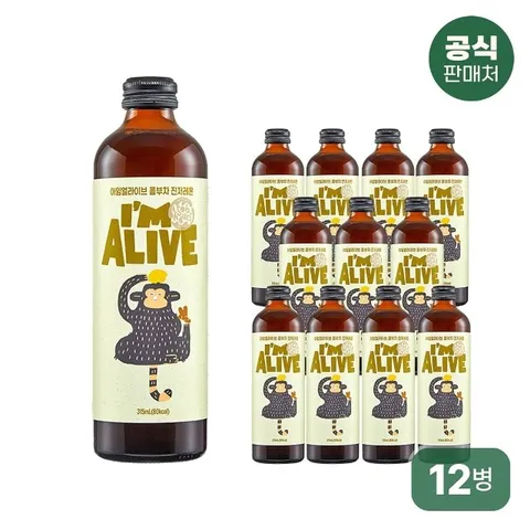 아임얼라이브 유기농 콤푸차 곰부차 다이어트 음료 콤부차 진저레몬 315mlx12병