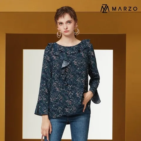 [마르조]라보떼블라우스 네이비플라워