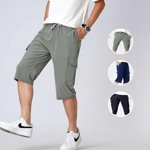 [써니 패션] 남성 아빠 여름 7부 카고 우븐 반바지