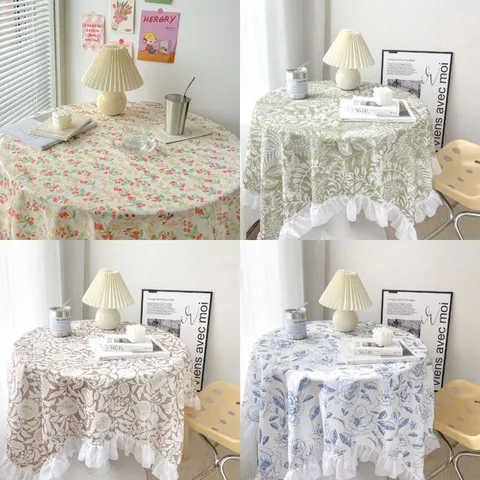 린넨 빈티지 플라워 방수 2인 식탁보 레트로 홈카페 테이블보 덮개 러너 깔개 4종 (2인)