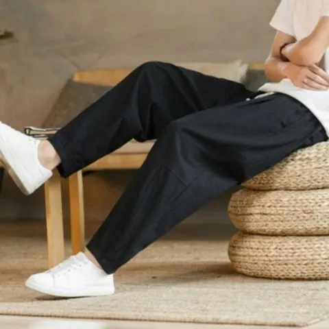 여름 인기 남성 데일리 캐주얼 감성 밴딩 린넨 9부 팬 (WFHWRMN)