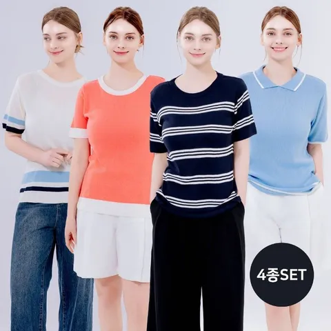 [NnF] 여성 배색 니트 4종세트