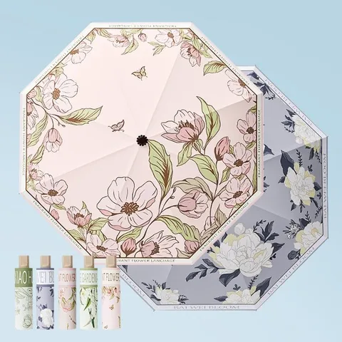 [1+1] 메종플라워 자외선 햇빛차단 3단 암막우산 양산겸용(+전용파우치)