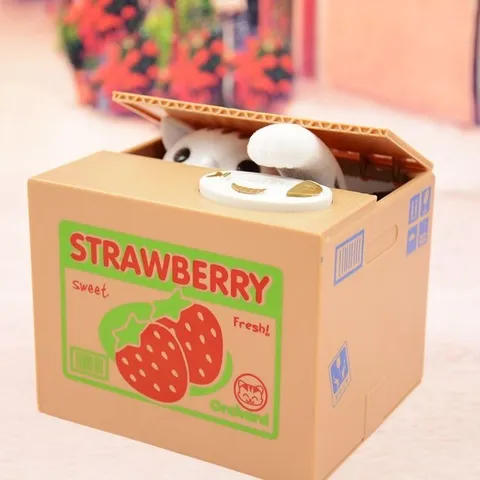 스토리빙 동전먹는 고양이 저금통 스트로베리 (WFG19Z1)