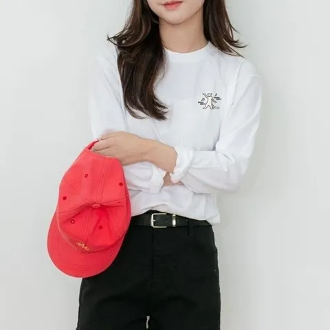 [험블스튜디오] 롱 기본 흰 여자 긴팔 티셔츠