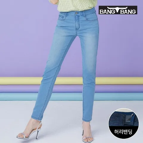 [뱅뱅] 여성 썸머 슬림 스트레이트핏 스판데님_인디고