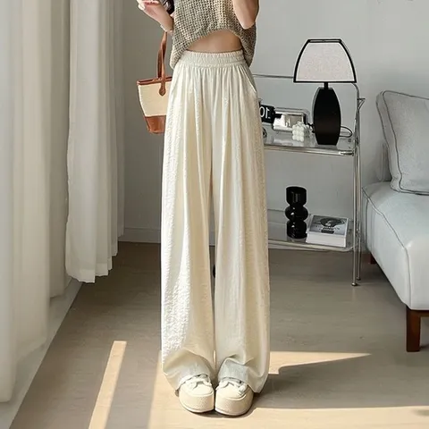 여름 쿨 와이드팬츠 밴딩 슬랙스 롱치마바지 흰바지 (WFHOC6K)