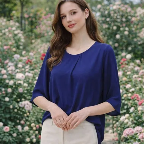 올리브그린 R13 SS 스프링 도비쉬폰 블라우스4종