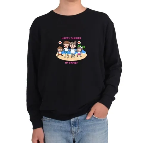 맨투맨 HAPPY SUMMER MY FAMILY 여름휴가 그림 다양한 사이즈 (WFJCZPP)