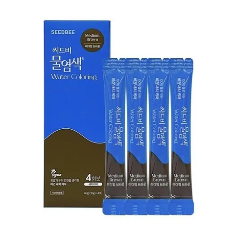씨드비 물염색 시즌2 프리미엄 새치 커버 염색약 미디엄 브라운 4회분