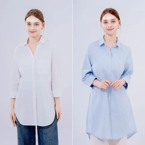 [보노보] 여성 루즈핏 린넨 롱 셔츠