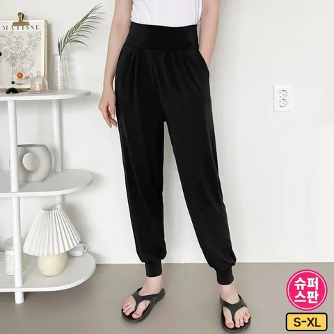 [제이지컴퍼니] 여성용 스판 좋고 시원한 핀턱 와이드 밴드 조거 팬츠 트레이닝 바지