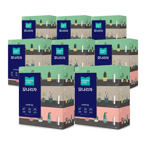 모나리자 미용티슈 250매 3입 8팩
