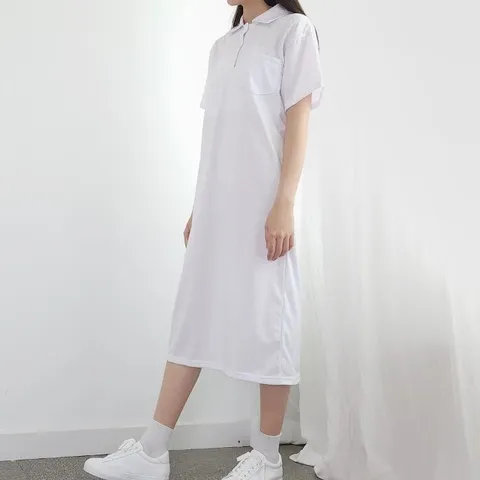 선택옵션 롱원피스 편리 홈원피스 화이트 롱카라 (WFH799C)