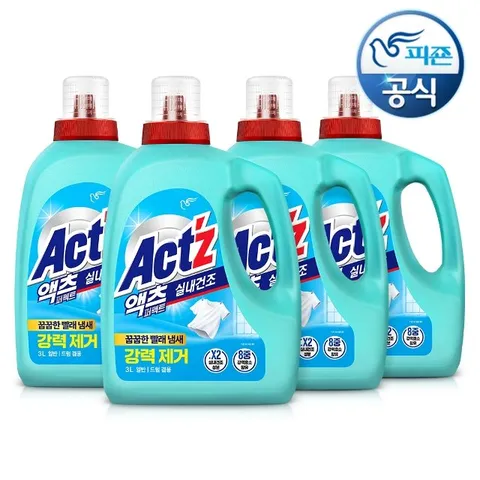 액츠 퍼펙트 세탁세제 강력제거 실내건조 겸용 3Lx4개