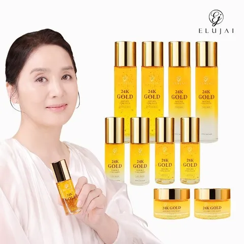 엘루자이 24K골드 더블 콜라겐 기초 5종 2세트/ 이응경 기초화장품 스킨 에센스 아이크림 로션 영양크림