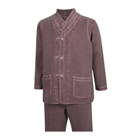 남자 천연염색 면 생활한복 상하의 조끼 3종 세트 SS-HBW-Q005-와인