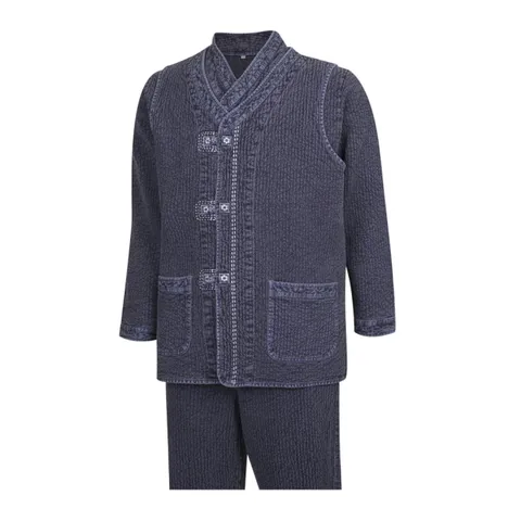 남자 천연염색 면 생활한복 상하의 조끼 3종 세트 SS-HBW-Q005-네이비