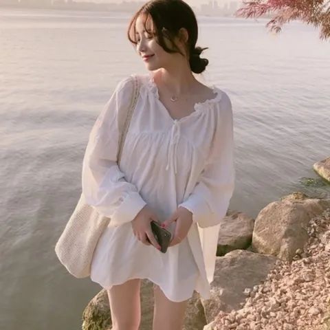 스트링 루즈 블라우스