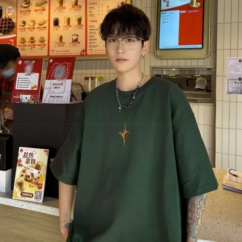 캐주얼룩 캠퍼스룩 플레인스타일 모던 면 반팔티셔츠 (WFHO2RO)